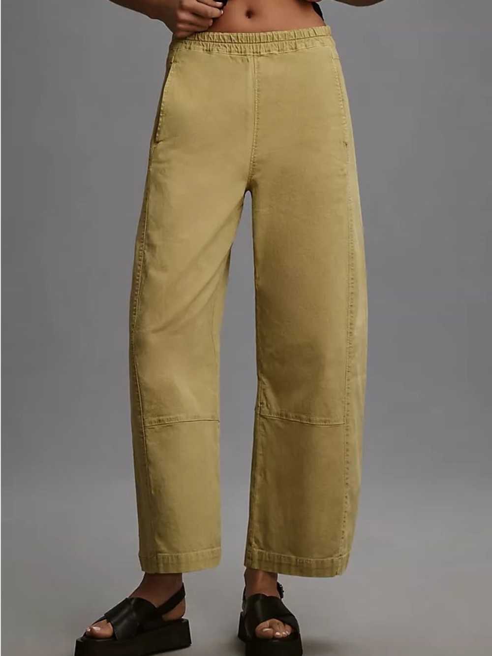 Woman’s Pilcro Wide-Leg barrel pants  in Olive-Tan
